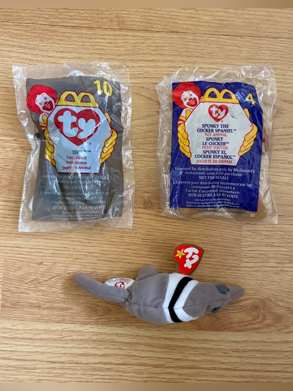 Ty Plush Zip The Cat and Spunky the Cocker Spaniel Dog-Mcdonald’s Teenie Beanie
